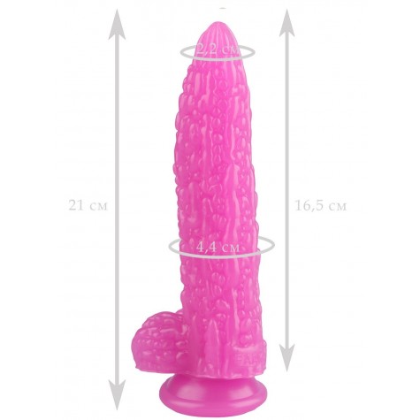 Розовый фантазийный фаллоимитатор "Дикая кукуруза" - 21 см.