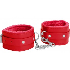 Красные наручники Plush Leather Hand Cuffs