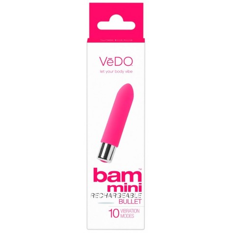 Розовая вибропуля VeDO Bam Mini - 9,5 см.